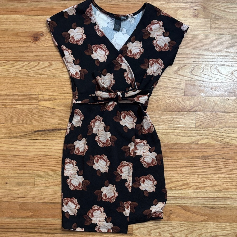 Rebel Sugar Black and Brown Floral Mini Dress